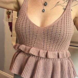 Pink Knit Peplum Top